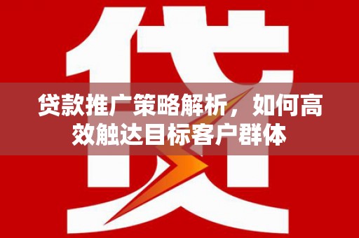 集集贷款推广策略解析，如何高效触达目标客户群体