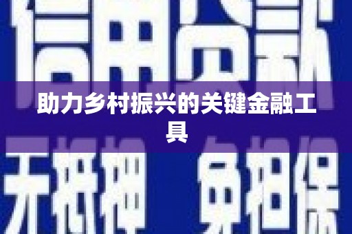 集集助力乡村振兴的关键金融工具