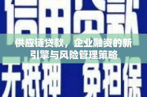 集集供应链贷款，企业融资的新引擎与风险管理策略