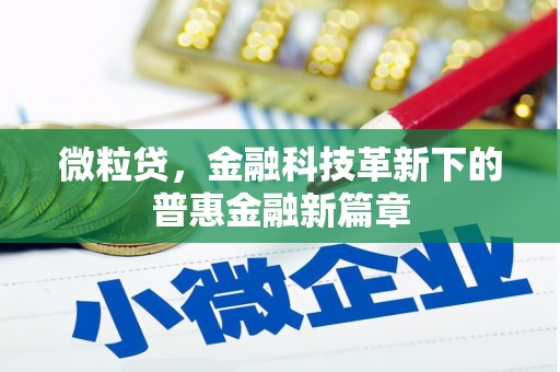 集集微粒贷，金融科技革新下的普惠金融新篇章