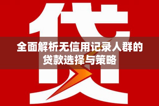 集集全面解析无信用记录人群的贷款选择与策略